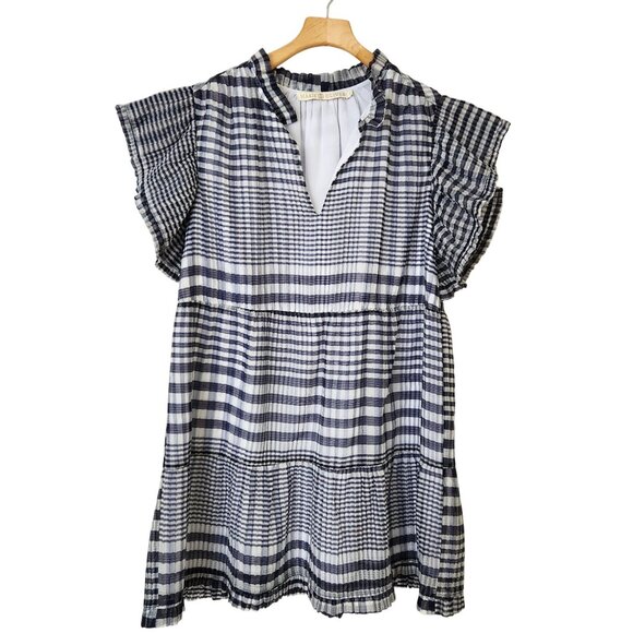 Marie Oliver Dresses & Skirts - Marie Oliver Bay Dress Organdy Check Blue White Gingham Ruffle Coquette Feminine